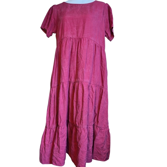 Tradlands Linen Blend Tiered Shift Dress M - Picture 2 of 11